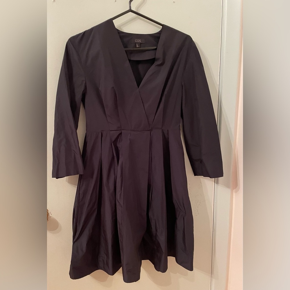 COS Women's faux wrap Black long sleeve Dress size 4